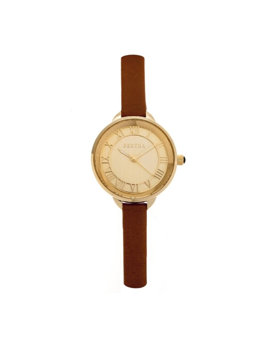 NWT Bertha Madison Gold Dial Camel Leather Ladies Watch